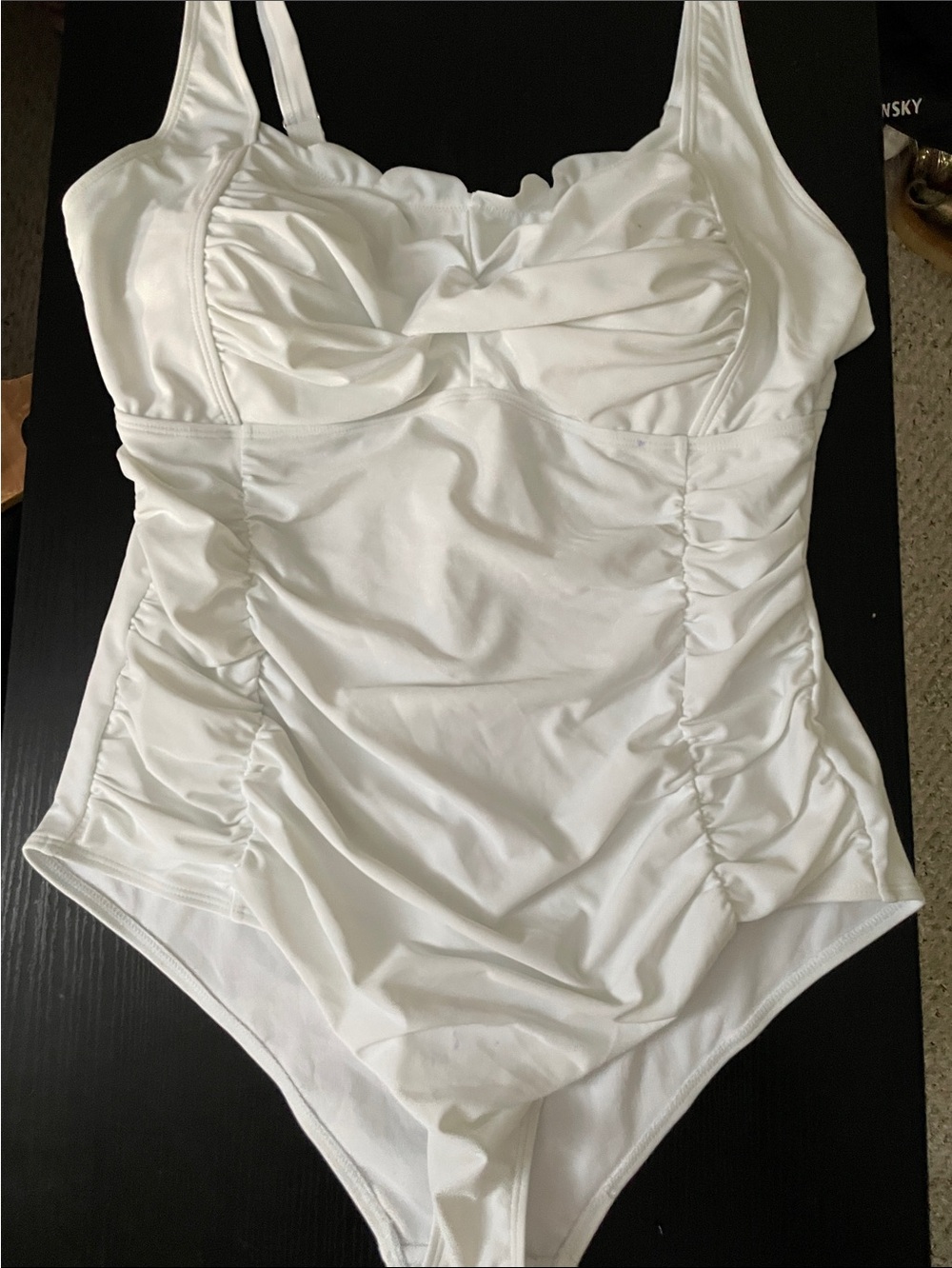Classic White Ruched One-Piece Swimsuit with Support